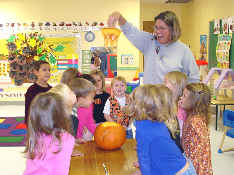 playing with pumpkins